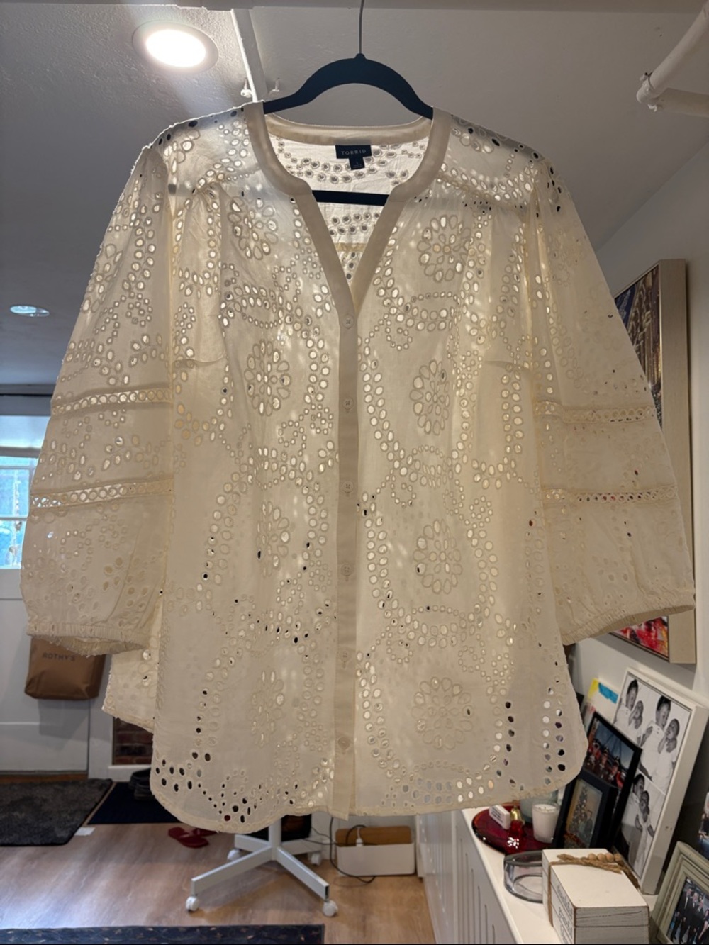 torrid Cream Eyelet Button-Up Blouse